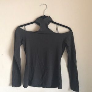 High neck off the shoulder long sleeve top